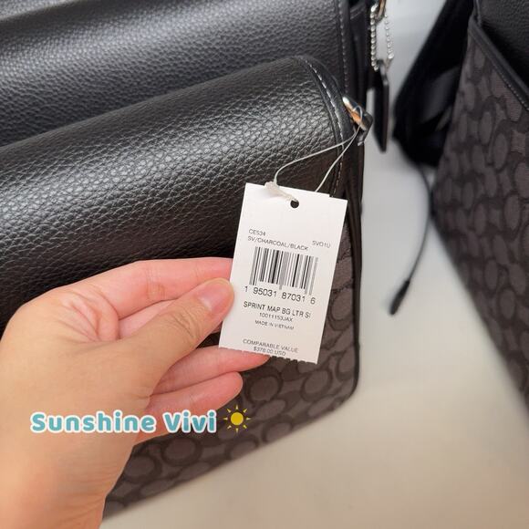 NWT COACH Sprint Map Bag 25 Signature Jacquard CE534 CHARCOAL/BLACK - Picture 3 of 6